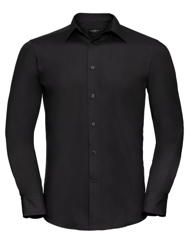 RUS-0R924M0-Men's Long Sleeve Tailored Polycotton Poplin Shirt