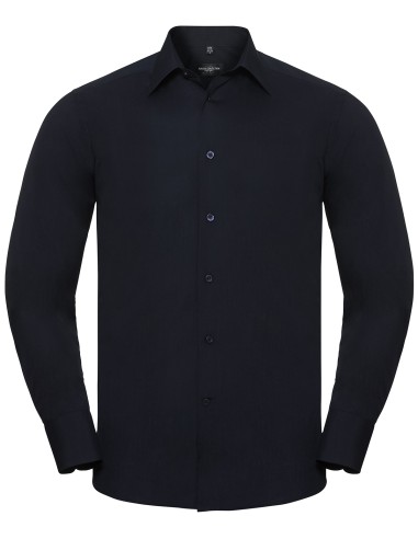 RUS-0R924M0-Men's Long Sleeve Tailored Polycotton Poplin Shirt