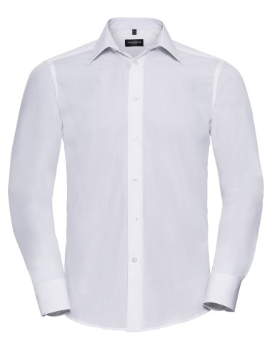 RUS-0R924M0-Men's Long Sleeve Tailored Polycotton Poplin Shirt