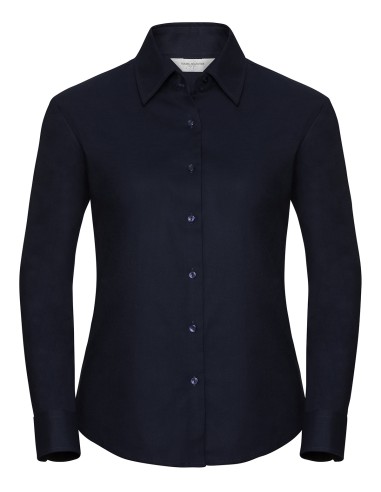 RUS-0R932F0-Ladies' Long Sleeve Tailored Oxford Shirt