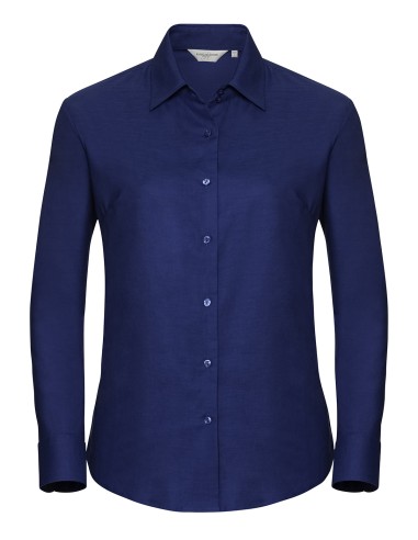 RUS-0R932F0-Ladies' Long Sleeve Tailored Oxford Shirt