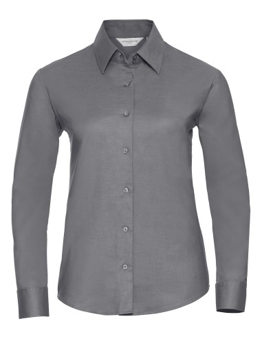 RUS-0R932F0-Ladies' Long Sleeve Tailored Oxford Shirt