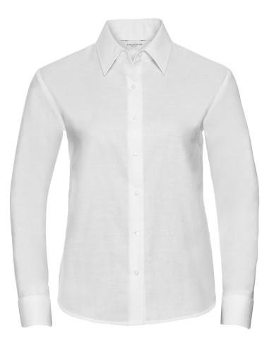 RUS-0R932F0-Ladies' Long Sleeve Tailored Oxford Shirt