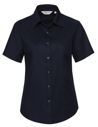 RUS-0R933F0-Ladies' Short Sleeve Tailored Oxford Shirt