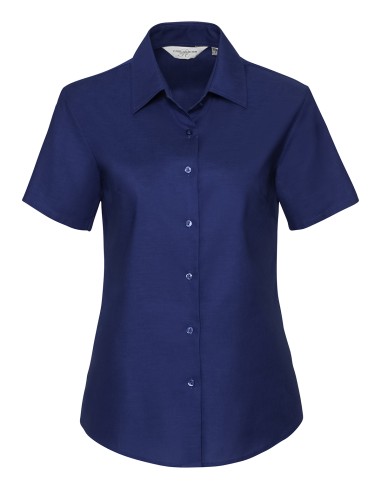 RUS-0R933F0-Ladies' Short Sleeve Tailored Oxford Shirt