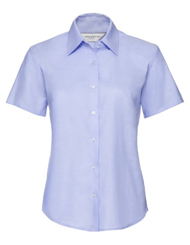 RUS-0R933F0-Ladies' Short Sleeve Tailored Oxford Shirt