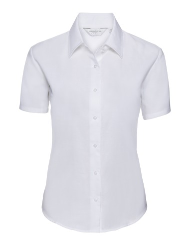 RUS-0R933F0-Ladies' Short Sleeve Tailored Oxford Shirt