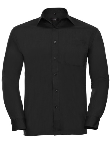 RUS-0R934M0-Men's Long Sleeve Classic Polycotton Poplin Shirt