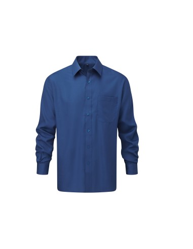 RUS-0R934M0-Men's Long Sleeve Classic Polycotton Poplin Shirt
