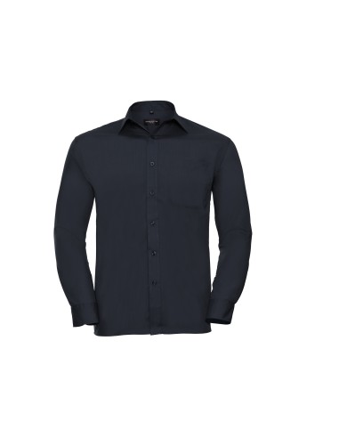 RUS-0R934M0-Men's Long Sleeve Classic Polycotton Poplin Shirt