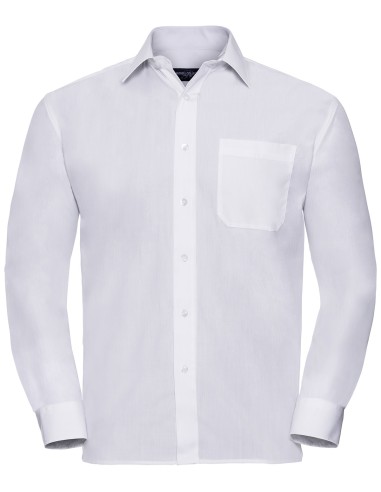 RUS-0R934M0-Men's Long Sleeve Classic Polycotton Poplin Shirt