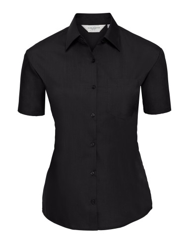 RUS-0R935F0-Ladies' Short Sleeve Classic Polycotton Poplin Shirt