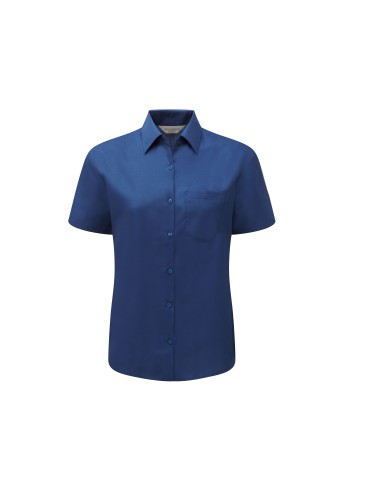 RUS-0R935F0-Ladies' Short Sleeve Classic Polycotton Poplin Shirt
