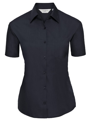 RUS-0R935F0-Ladies' Short Sleeve Classic Polycotton Poplin Shirt
