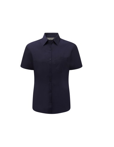 RUS-0R935F0-Ladies' Short Sleeve Classic Polycotton Poplin Shirt
