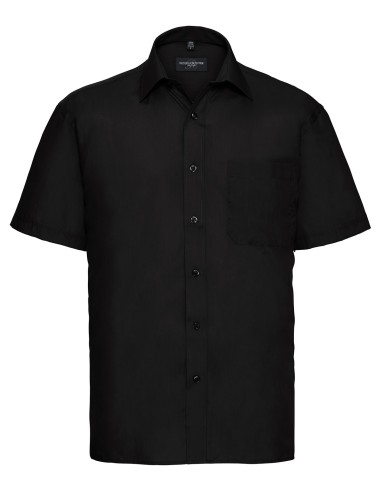 RUS-0R935M0-Men's Short Sleeve Classic Polycotton Poplin Shirt