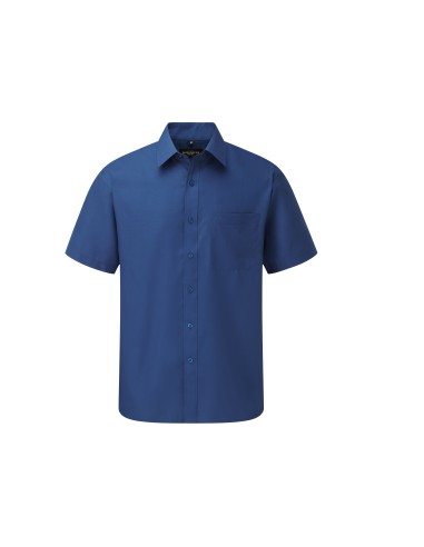 RUS-0R935M0-Men's Short Sleeve Classic Polycotton Poplin Shirt