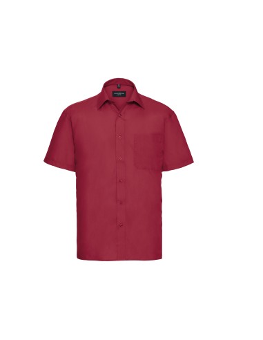 RUS-0R935M0-Men's Short Sleeve Classic Polycotton Poplin Shirt