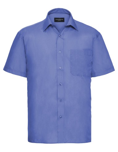 RUS-0R935M0-Men's Short Sleeve Classic Polycotton Poplin Shirt