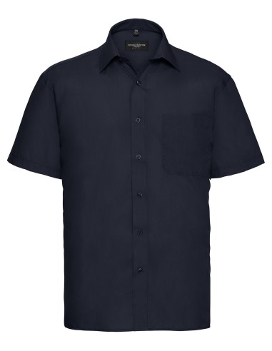 RUS-0R935M0-Men's Short Sleeve Classic Polycotton Poplin Shirt