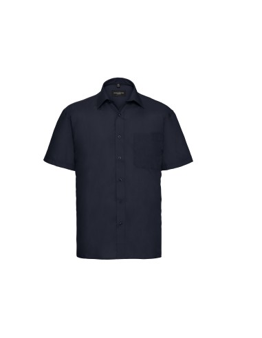 RUS-0R935M0-Men's Short Sleeve Classic Polycotton Poplin Shirt
