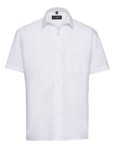 RUS-0R935M0-Men's Short Sleeve Classic Polycotton Poplin Shirt