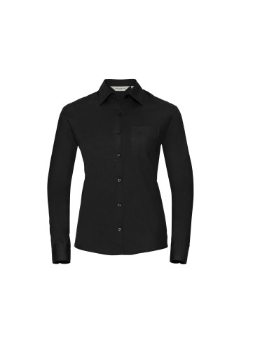 RUS-0R936F0-Ladies' Long Sleeve Classic Pure Cotton Poplin Shirt