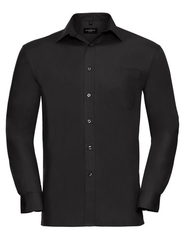 RUS-0R936M0-Men's Long Sleeve Classic Pure Cotton Poplin Shirt