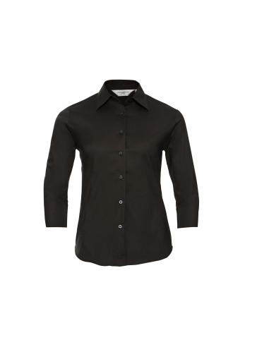 RUS-0R946F0-Ladies' Long Sleeve Classic Pure Cotton Poplin Shirt