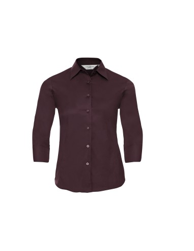 RUS-0R946F0-Ladies' Long Sleeve Classic Pure Cotton Poplin Shirt
