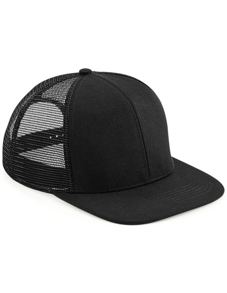 B-B664-Original Flat Peak 6 Panel Trucker Cap