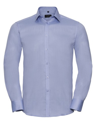 RUS-0R962M0-Men's Long Sleeve Tailored Herringbone Shirt