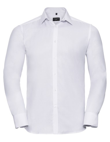 RUS-0R962M0-Men's Long Sleeve Tailored Herringbone Shirt