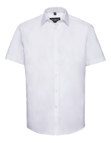 RUS-0R963M0-Mens Short Sleeve Tailored Herringbone Shirt
