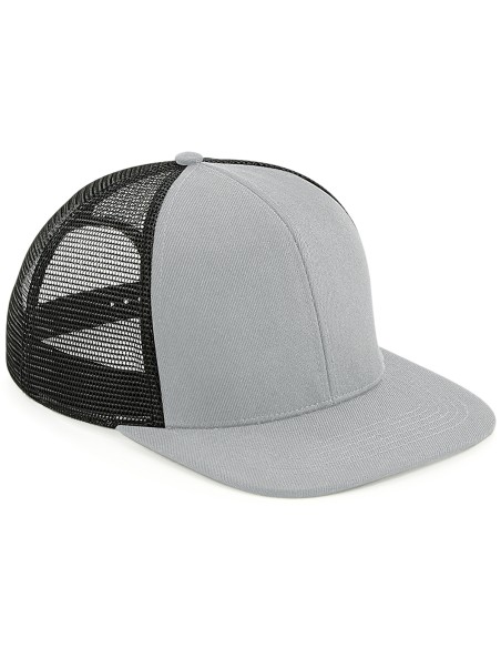 B-B664-Original Flat Peak 6 Panel Trucker Cap