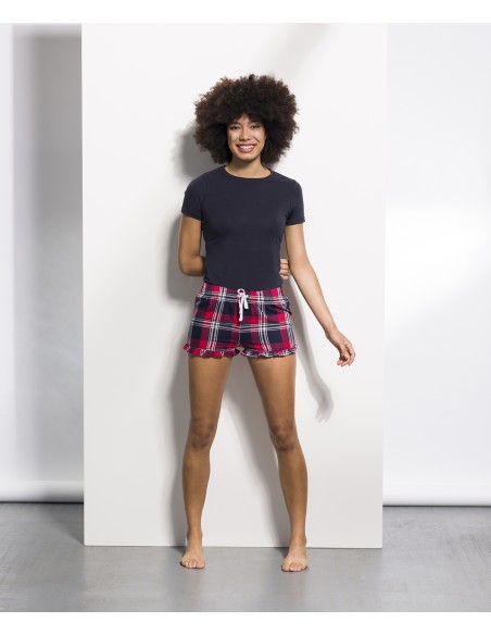 SFC-SK082-Womens Tartan Frill Lounge Shorts