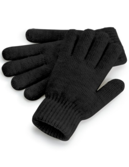 B-BC387-Gants Confortables à Revers en Maille Côtelée