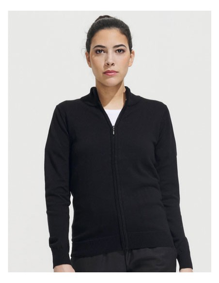 SOL-00550-Womens Zipped Knitted Cardigan Gordon