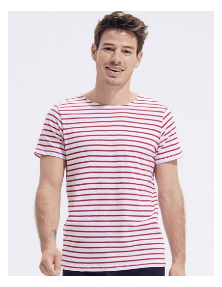 SOL-01398-Mens Round Neck Striped T-Shirt Miles