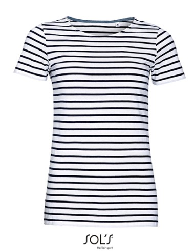 SOL-01399-Womens Round Neck Striped T-Shirt Miles