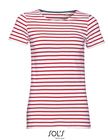 SOL-01399-Womens Round Neck Striped T-Shirt Miles