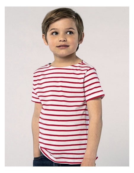 SOL-01400-Kids Round Neck Striped T-Shirt Miles