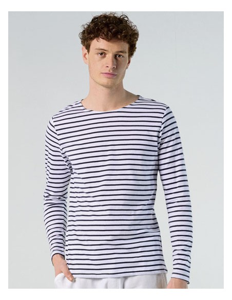 SOL-01402-Mens Long Sleeve Striped T-Shirt Marine