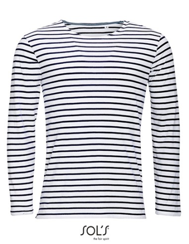 SOL-01402-Mens Long Sleeve Striped T-Shirt Marine