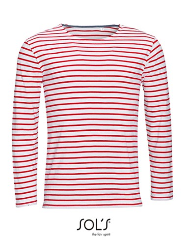 SOL-01402-Mens Long Sleeve Striped T-Shirt Marine