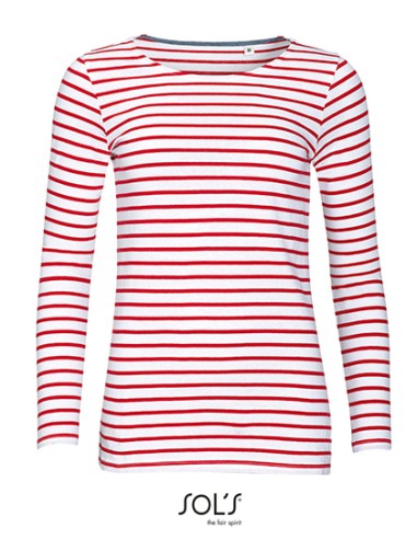 SOL-01403-Womens Long Sleeve Striped T-Shirt Marine
