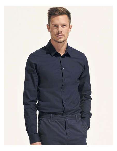 SOL-01426-Mens Long Sleeve Stretch Shirt Blake