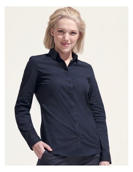 SOL-01427-Womens Long Sleeve Stretch Shirt Blake
