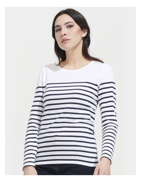 SOL-03100-Womens Long Sleeve Striped T-Shirt Matelot