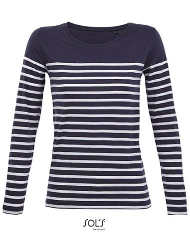 SOL-03100-Womens Long Sleeve Striped T-Shirt Matelot